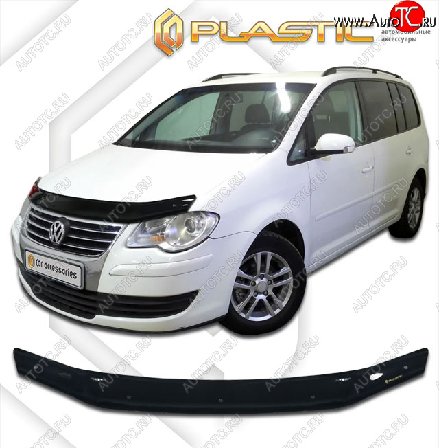 1 899 р. Дефлектор капота CA-Plastic  Volkswagen Touran  1T (2006-2010) 1-ый рестайлинг минивэн (classic черный, без надписи)  с доставкой в г. Калуга