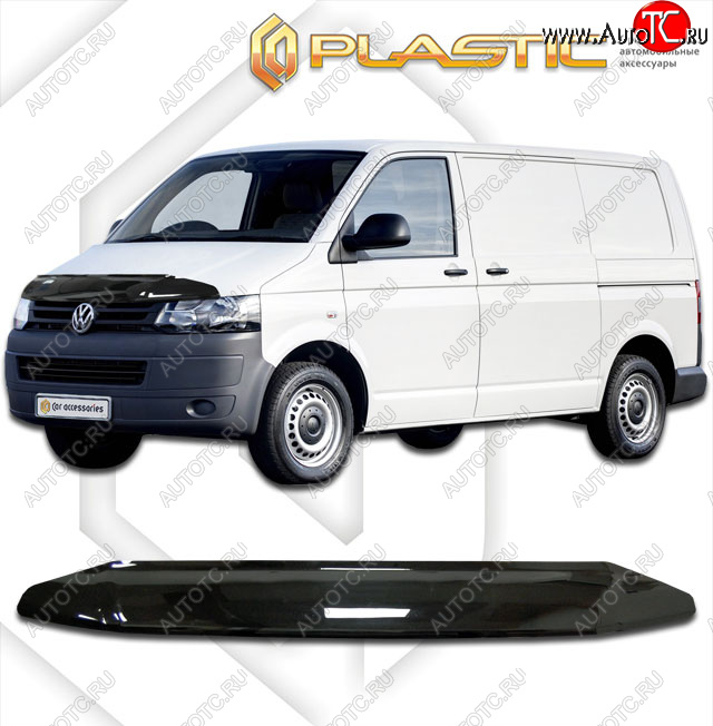 2 079 р. Дефлектор капота CA-Plastic  Volkswagen Transporter  T5 (2009-2015) рестайлинг (classic черный, без надписи)  с доставкой в г. Калуга