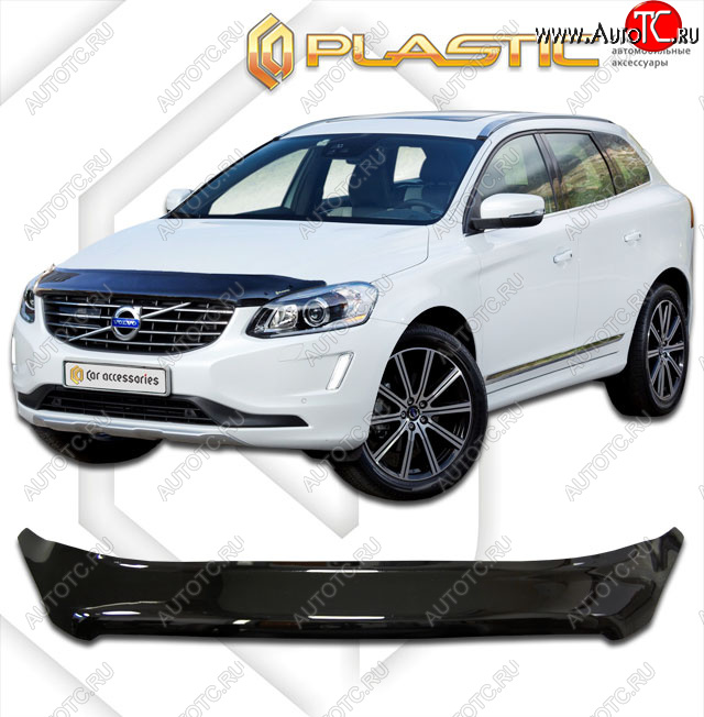 2 379 р. Дефлектор капота CA-Plastic  Volvo XC60 (2013-2017)  рестайлинг (classic черный, без надписи)  с доставкой в г. Калуга