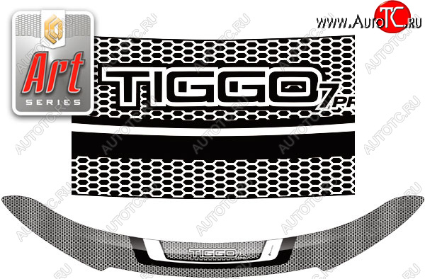 2 159 р. Дефлектор капота CA-Plastic  Chery Tiggo 7 PRO (2019-2024) (серия Art белая)  с доставкой в г. Калуга