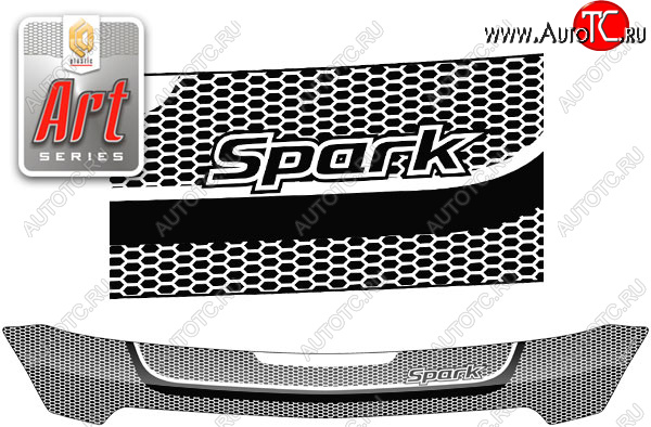 2 499 р. Дефлектор капота CA-Plastic  Chevrolet Spark  M300 (2010-2015) (серия ART белая)  с доставкой в г. Калуга