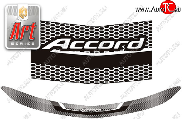 2 259 р. Дефлектор капота CA-Plastic  Honda Accord  8 седан CU (2008-2013) (серия ART белая)  с доставкой в г. Калуга