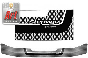 2 399 р. Дефлектор капота CA-Plastic  Honda StepWagon  2 RF3,RF4 (2003-2005) (серия ART белая)  с доставкой в г. Калуга. Увеличить фотографию 1