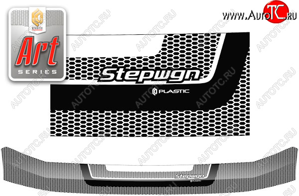 2 399 р. Дефлектор капота CA-Plastic  Honda StepWagon  2 RF3,RF4 (2003-2005) (серия ART белая)  с доставкой в г. Калуга