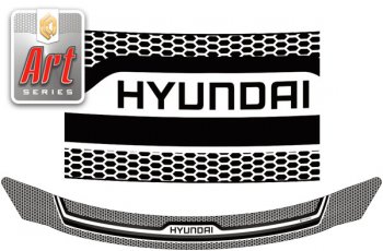 2 259 р. Дефлектор капота CA-Plastic  Hyundai I30  2 GD (2011-2017) (серия ART белая)  с доставкой в г. Калуга. Увеличить фотографию 1