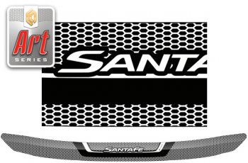 2 259 р. Дефлектор капота CA-Plastic  Hyundai Santa Fe  4 TM (2018-2024) (серия ART белая)  с доставкой в г. Калуга. Увеличить фотографию 1