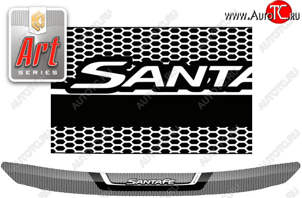 2 259 р. Дефлектор капота CA-Plastic  Hyundai Santa Fe  4 TM (2018-2024) (серия ART белая)  с доставкой в г. Калуга