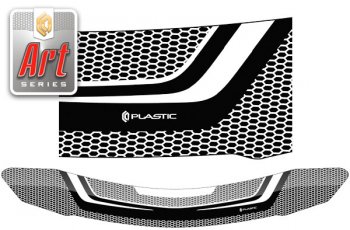 2 169 р. Дефлектор капота CA-Plastic  Mazda 2/Demio  DE (2007-2014) (серия ART белая)  с доставкой в г. Калуга. Увеличить фотографию 1