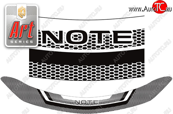 2 259 р. Дефлектор капота CA-Plastic  Nissan Note  2 (2012-2016) (серия ART белая)  с доставкой в г. Калуга
