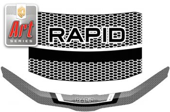 2 399 р. Дефлектор капот CA-Plastic  Skoda Rapid  MK2 (2019-2024) (серия ART белая)  с доставкой в г. Калуга. Увеличить фотографию 1