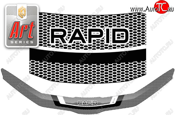 2 399 р. Дефлектор капот CA-Plastic  Skoda Rapid  MK2 (2019-2024) (серия ART белая)  с доставкой в г. Калуга