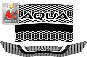 2 169 р. Дефлектор капот CA-Plastic  Toyota Aqua  P10 (2017-2021) (серия ART белая)  с доставкой в г. Калуга. Увеличить фотографию 1