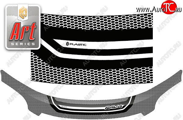 2 599 р. Дефлектор капота CA-Plastic  Toyota RAV4  XA30 (2010-2013) (серия ART белая)  с доставкой в г. Калуга