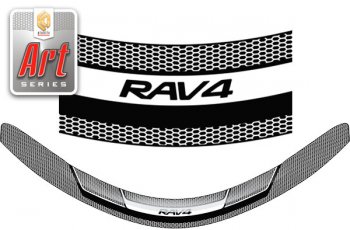 2 349 р. Дефлектор капота CA-Plastic  Toyota RAV4  XA40 (2012-2015) (серия ART белая)  с доставкой в г. Калуга. Увеличить фотографию 1