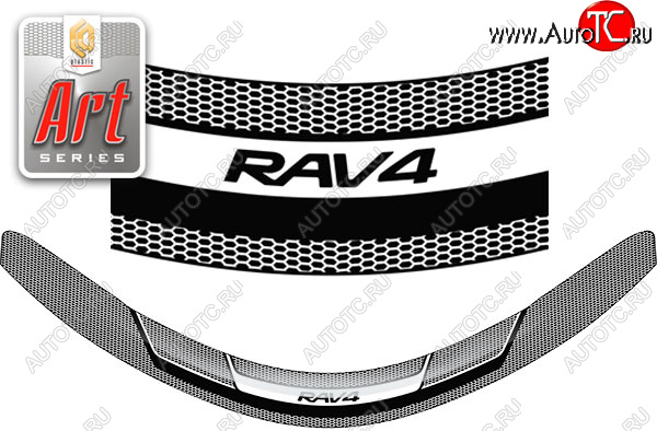 2 349 р. Дефлектор капота CA-Plastic  Toyota RAV4  XA40 (2012-2015) (серия ART белая)  с доставкой в г. Калуга