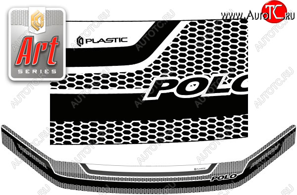 2 259 р. Дефлектор капота CA-Plastic  Volkswagen Polo  5 (2015-2020) (серия ART белая)  с доставкой в г. Калуга