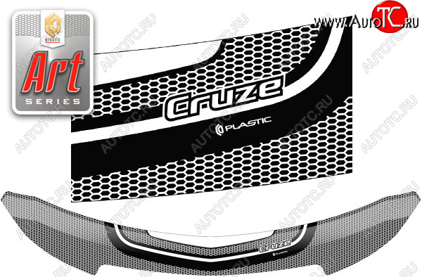 2 399 р. Дефлектор капота CA-Plastic  Chevrolet Cruze  седан (2009-2015) (серия ART графит)  с доставкой в г. Калуга