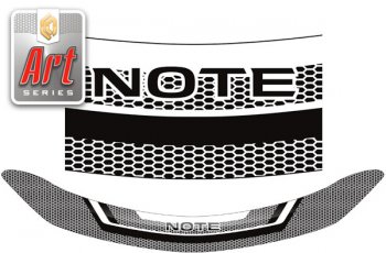 2 259 р. Дефлектор капота CA-Plastic  Nissan Note  2 (2012-2020) (серия ART графит)  с доставкой в г. Калуга. Увеличить фотографию 1