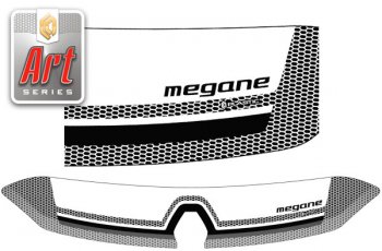 2 349 р. Дефлектор капота CA-Plastic  Renault Megane  купе 3 дв. (2008-2014) (серия ART графит)  с доставкой в г. Калуга. Увеличить фотографию 1