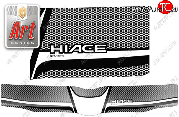 2 599 р. Дефлектор капота (правый руль) CA-Plastic  Toyota Hiace  H200 (2004-2017) (серия ART белая)  с доставкой в г. Калуга