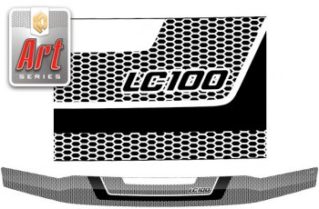 2 349 р. Дефлектор капота CA-Plastic  Toyota Land Cruiser  100 (2002-2007) (серия ART графит)  с доставкой в г. Калуга. Увеличить фотографию 1