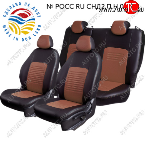 4 999 р.  Комплект чехлов сидений Lord Auto(Экокожа) Chevrolet Aveo T200 седан (2003-2008) (Черный+темно-коричневый)  с доставкой в г. Калуга