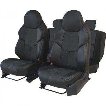 Комплект чехлов сидений (экокожа-жаккард) PREMIUM-AVTO JAC Sunray LC6T32 цельнометаллический фургон (2020-2024)  (Черный)