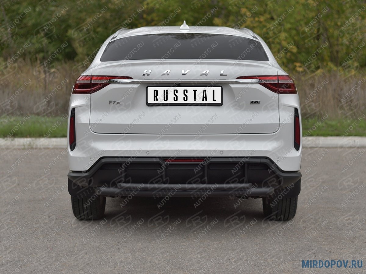 10 749 р. Защита заднего бампера d63*42 SLITKOFF  Haval F7x (2022-2024)  рестайлинг (нержавейка окрашенная в черный цвет)  с доставкой в г. Калуга