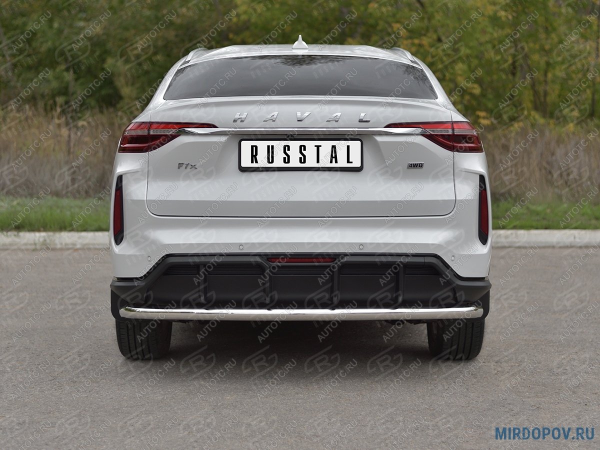 7 649 р. Защита заднего бампера d63 секции Russtal  Haval F7x (2022-2024) (серые)  с доставкой в г. Калуга