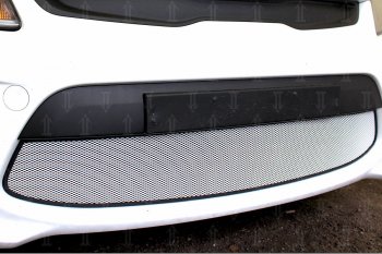 3 299 р. Защитная сетка в бампер (низ, ячейка 3х7 мм) Alfeco Стандарт KIA Rio 4 FB дорестайлинг седан (2016-2020) (Хром)  с доставкой в г. Калуга. Увеличить фотографию 3