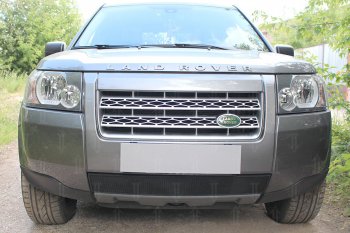 Защитная сетка в бампер (низ, ячейка 3х7 мм) Alfeco Стандарт Land Rover (Ленд) Freelander (Фриландер)  L359 (2006-2010) L359 дорестайлинг  (Чёрная)