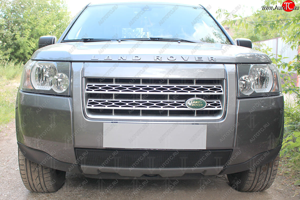 3 199 р. Защитная сетка в бампер (низ, ячейка 3х7 мм) Alfeco Стандарт  Land Rover Freelander  L359 (2006-2010) (Чёрная)  с доставкой в г. Калуга