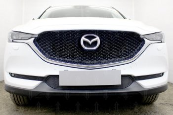 3 099 р. Защитная сетка в бампер (низ, ячейка 3х7 мм) Alfeco Стандарт  Mazda CX-5  KF (2016-2024) (Чёрная)  с доставкой в г. Калуга. Увеличить фотографию 1