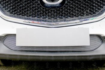 3 199 р. Защитная сетка в бампер (низ, ячейка 3х7 мм) Alfeco Стандарт Mazda CX-5 KF (2016-2024) (Хром)  с доставкой в г. Калуга. Увеличить фотографию 2
