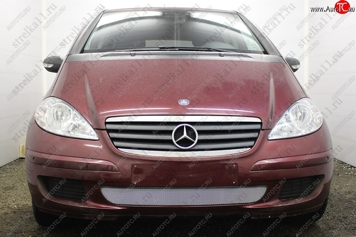3 199 р. Защитная сетка в бампер (низ, ячейка 3х7 мм) Alfeco Стандарт  Mercedes-Benz A class  W169 (2005-2008) (Хром)  с доставкой в г. Калуга