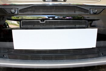 6 999 р. Защитная сетка в бампер (4 части, с парктроником, ячейка 3х7 мм) Alfeco Стандарт  Mitsubishi Outlander  GF (2015-2018) (Чёрная)  с доставкой в г. Калуга. Увеличить фотографию 3