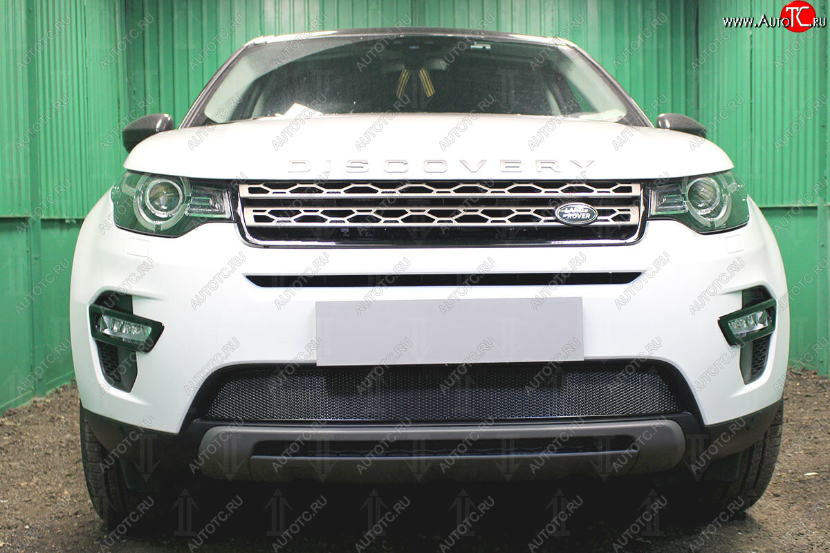 4 499 р. Защитная сетка в бампер (низ, ячейка 4х10 мм) Alfeco Премиум Land Rover Discovery Sport L550 дорестайлинг (2014-2019) (Чёрная)  с доставкой в г. Калуга