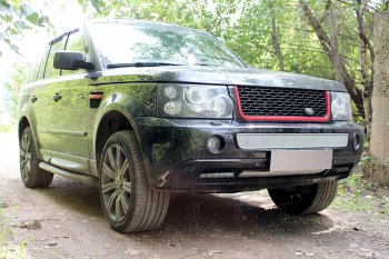 4 599 р. Защитная сетка в бампер (низ, ячейка 4х10 мм) Alfeco Премиум Land Rover Range Rover Sport 1 L320 дорестайлинг (2005-2009) (Хром)  с доставкой в г. Калуга. Увеличить фотографию 4