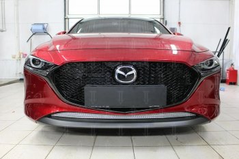 3 799 р. Защитная сетка в бампер (низ, ячейка 4х10 мм) Alfeco Премиум Mazda 3/Axela BP хэтчбэк (2019-2024) (Хром)  с доставкой в г. Калуга. Увеличить фотографию 2