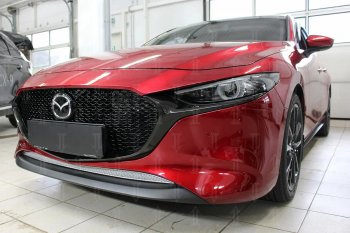 3 799 р. Защитная сетка в бампер (низ, ячейка 4х10 мм) Alfeco Премиум Mazda 3/Axela BP хэтчбэк (2019-2024) (Хром)  с доставкой в г. Калуга. Увеличить фотографию 3