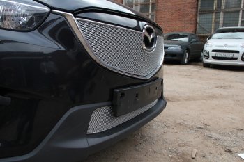 4 299 р. Защитная сетка в бампер (низ, ячейка 4х10 мм) Alfeco Премиум Mazda CX-5 KE рестайлинг (2015-2017) (Хром)  с доставкой в г. Калуга. Увеличить фотографию 3