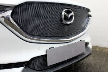 6 299 р. Защитная сетка в бампер (верх, ячейка 4х10 мм) Alfeco Премиум  Mazda CX-5  KF (2016-2024) (Чёрная)  с доставкой в г. Калуга. Увеличить фотографию 3