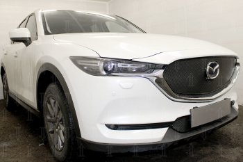 6 299 р. Защитная сетка в бампер (верх, ячейка 4х10 мм) Alfeco Премиум  Mazda CX-5  KF (2016-2024) (Чёрная)  с доставкой в г. Калуга. Увеличить фотографию 4