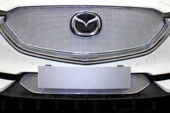 7 349 р. Защитная сетка в бампер (верх, ячейка 4х10 мм) Alfeco Премиум Mazda CX-5 KF (2016-2024) (Хром)  с доставкой в г. Калуга. Увеличить фотографию 2