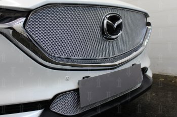 7 349 р. Защитная сетка в бампер (верх, ячейка 4х10 мм) Alfeco Премиум Mazda CX-5 KF (2016-2024) (Хром)  с доставкой в г. Калуга. Увеличить фотографию 3