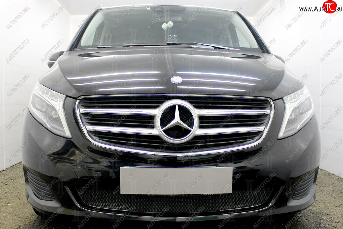 4 949 р. Защитная сетка в бампер (низ, ячейка 4х10 мм) Alfeco Премиум  Mercedes-Benz Vito  W447 (2015-2020) (Чёрная)  с доставкой в г. Калуга