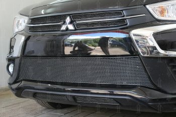 4 999 р. Защитная сетка в бампер (середина, ячейка 4х10 мм) Alfeco Премиум Mitsubishi ASX 2-ой рестайлинг (2017-2020) (Чёрная)  с доставкой в г. Калуга. Увеличить фотографию 2