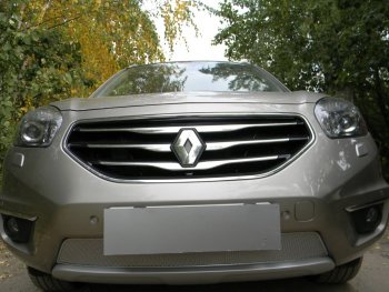 Защитная сетка в бампер (низ, ячейка 4х10 мм) Стрелка11 Премиум Renault Koleos 1 Phase 3 (2013-2016)  (Хром)