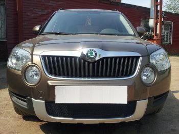 Защитная сетка в бампер (низ, ячейка 4х10 мм) Стрелка11 Премиум Skoda Yeti (2009-2013)  (Чёрная)