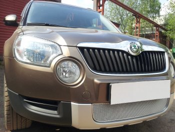 4 299 р. Защитная сетка в бампер (низ, ячейка 4х10 мм) Стрелка11 Премиум Skoda Yeti (2009-2013) (Хром)  с доставкой в г. Калуга. Увеличить фотографию 4